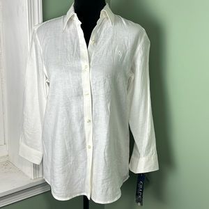NWT chaps linen button up shirt, medium